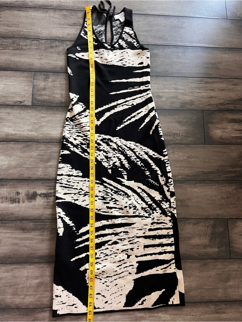 REVOLVE House of Harlow 1960 Black and Beige Abstract Midi Knit Dress Palm Leaf - Picture 4 of 7